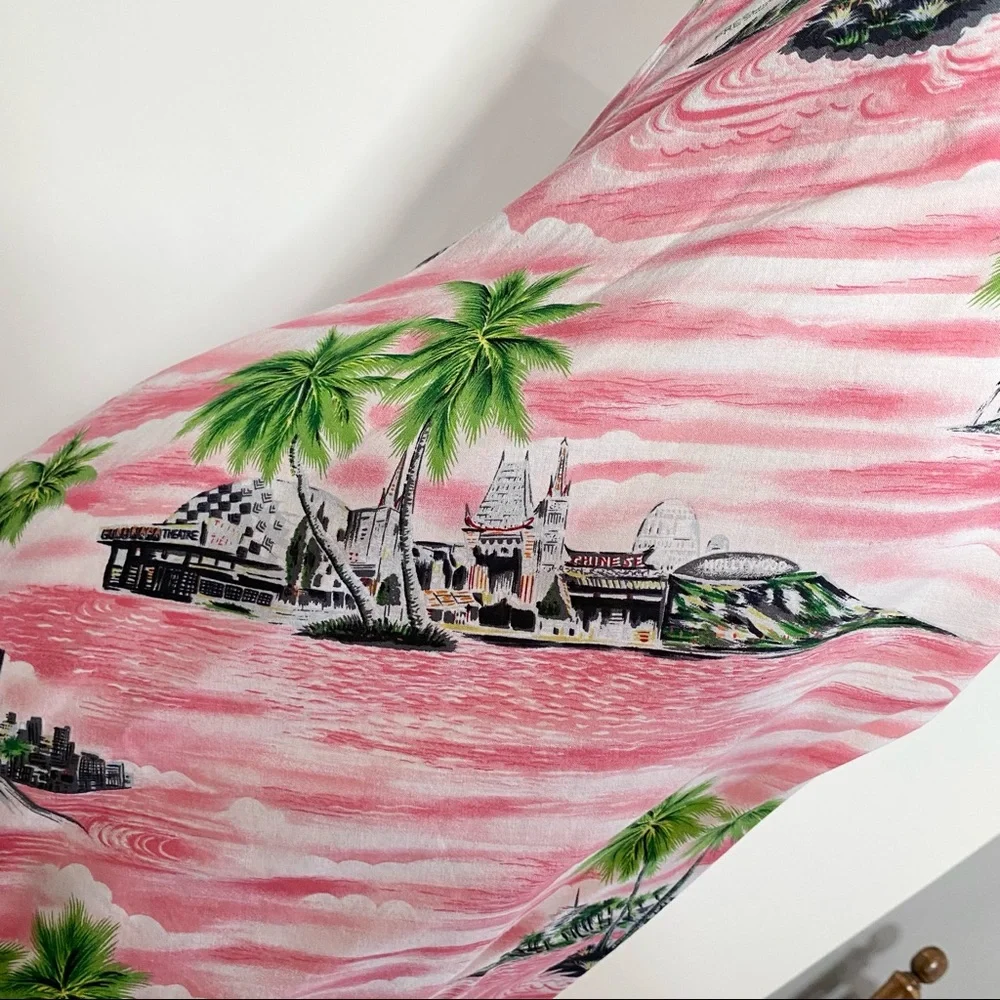 Y2K pink & green tropical print shift dress S/M - Picture 5 of 10